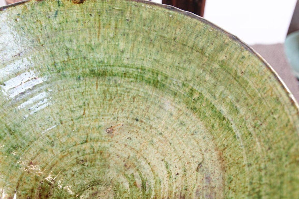 Moroccan Berber Tamgroute Terracotta Green Glazed Bowl 5