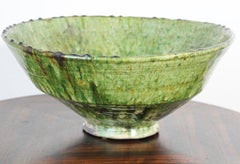 Moroccan Berber Tamgroute Terracotta Green Glazed Bowl