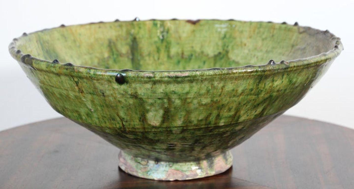Moroccan Berber Tamgroute Terracotta Green Glazed Bowl 1