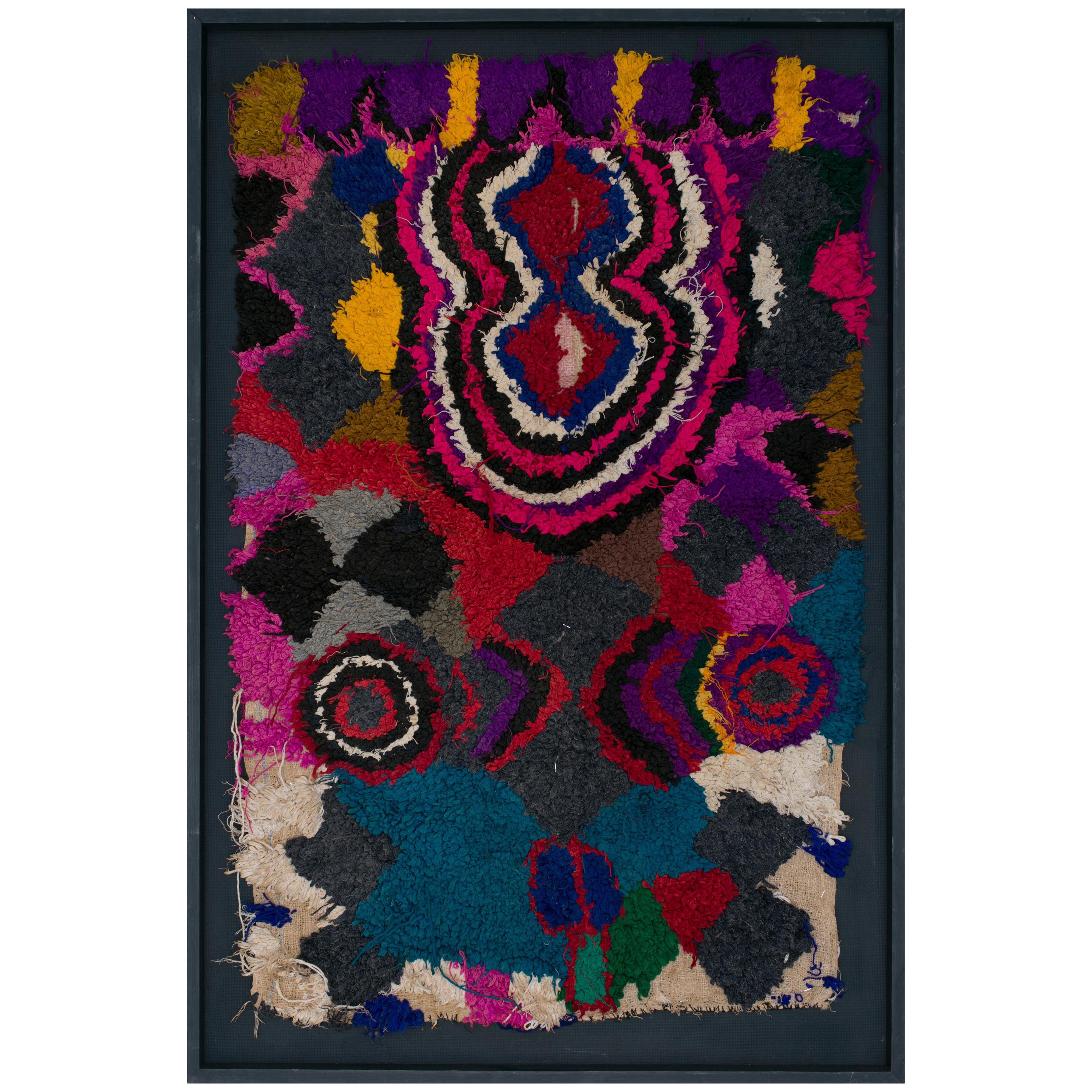 Moroccan Berber Tapestry Mixed Bright Colors Pink, Yellow Blue, Red, White For Sale