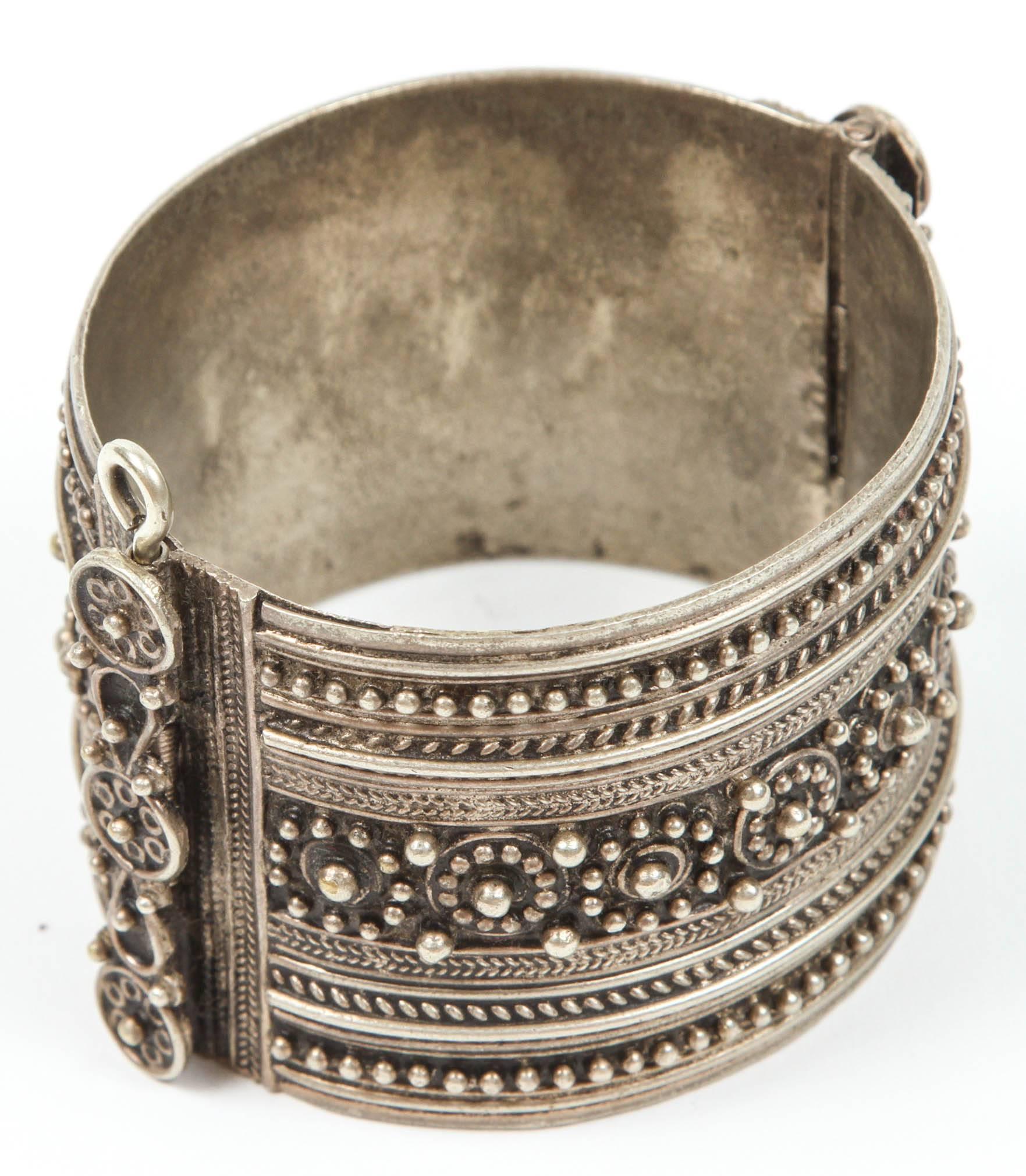 Metal Moroccan Berber Tribal Silver Cuff For Sale