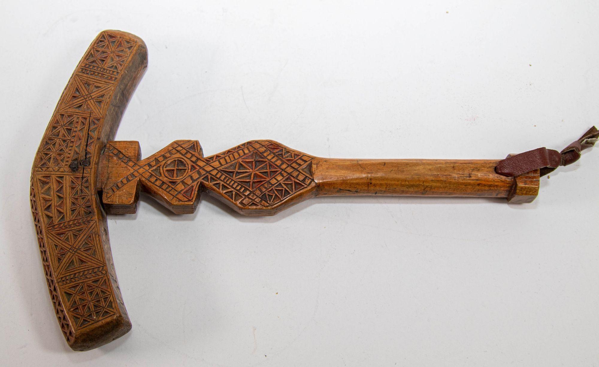 Moroccan Berber hand-carved wooden sugar hammer 