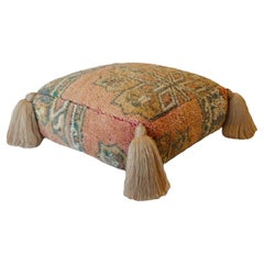 Vintage Moroccan Wool Pouf Floor Cushion