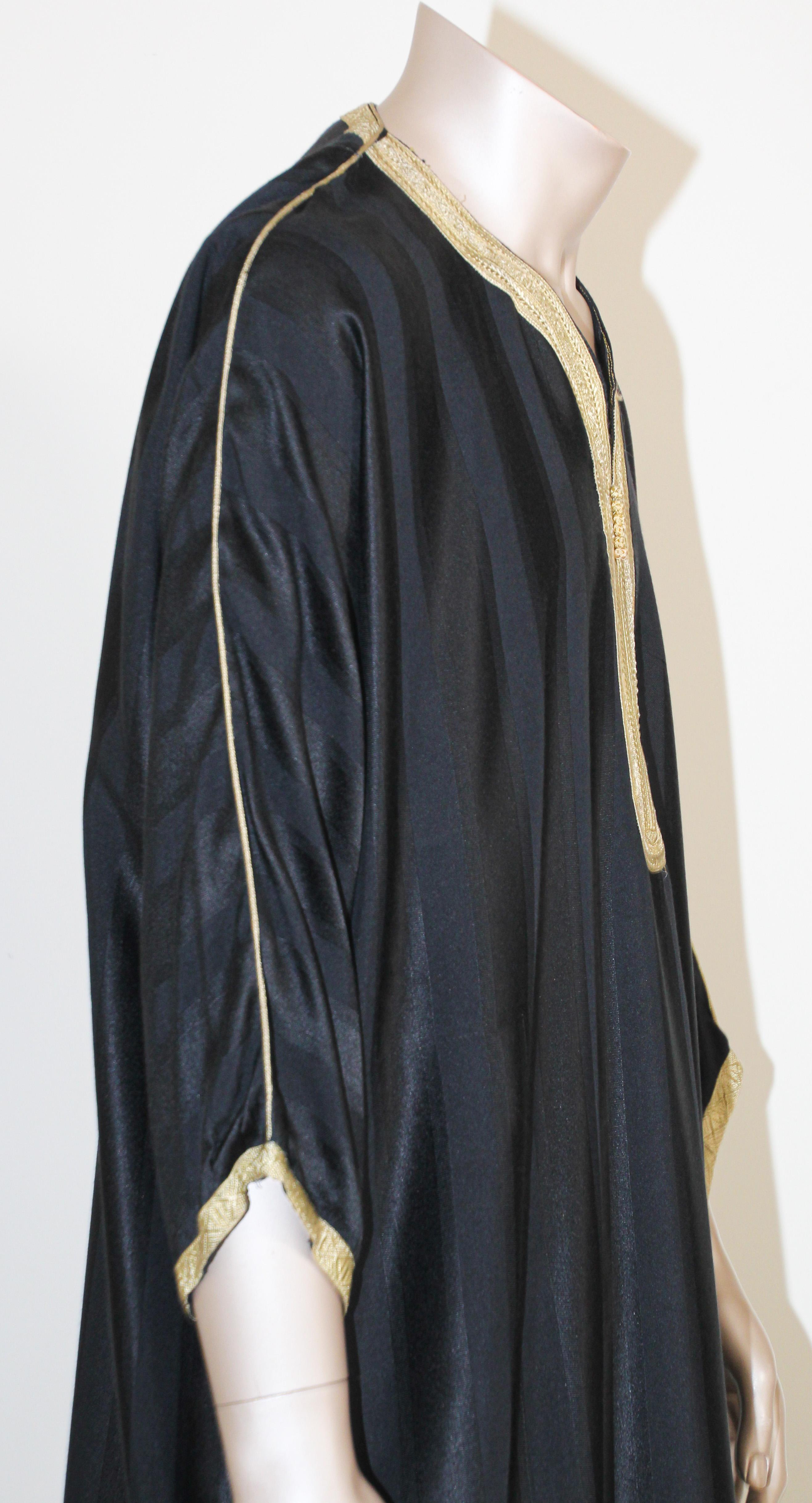 Moroccan Black Vintage Gentleman Caftan For Sale 6