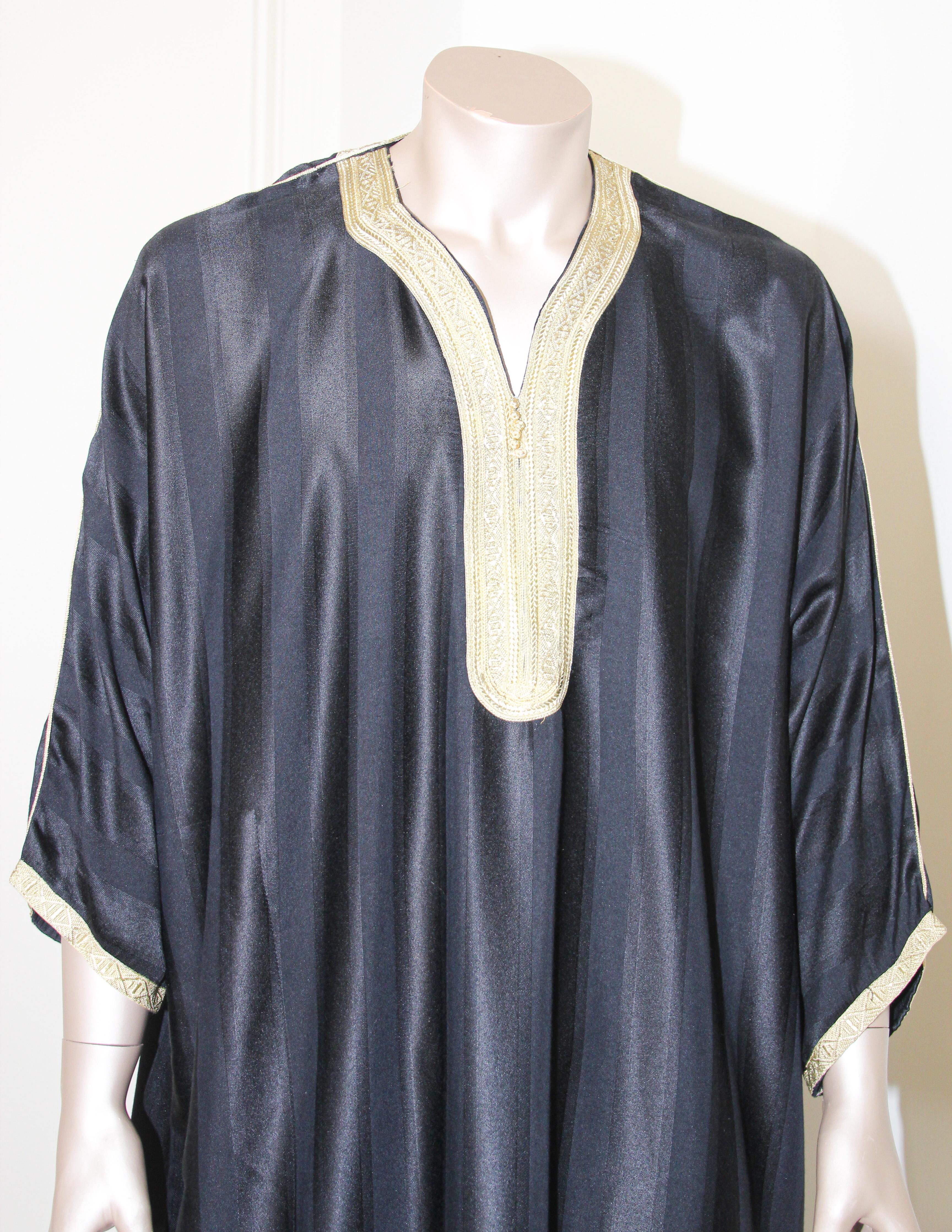 Moroccan Black Vintage Gentleman Caftan For Sale 1