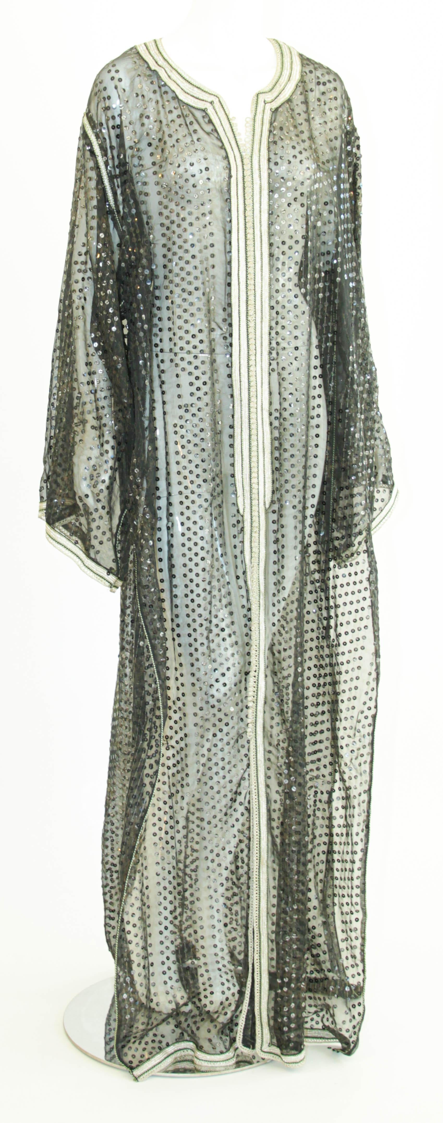 Moroccan Black Sequin Fabric Caftan Set 10