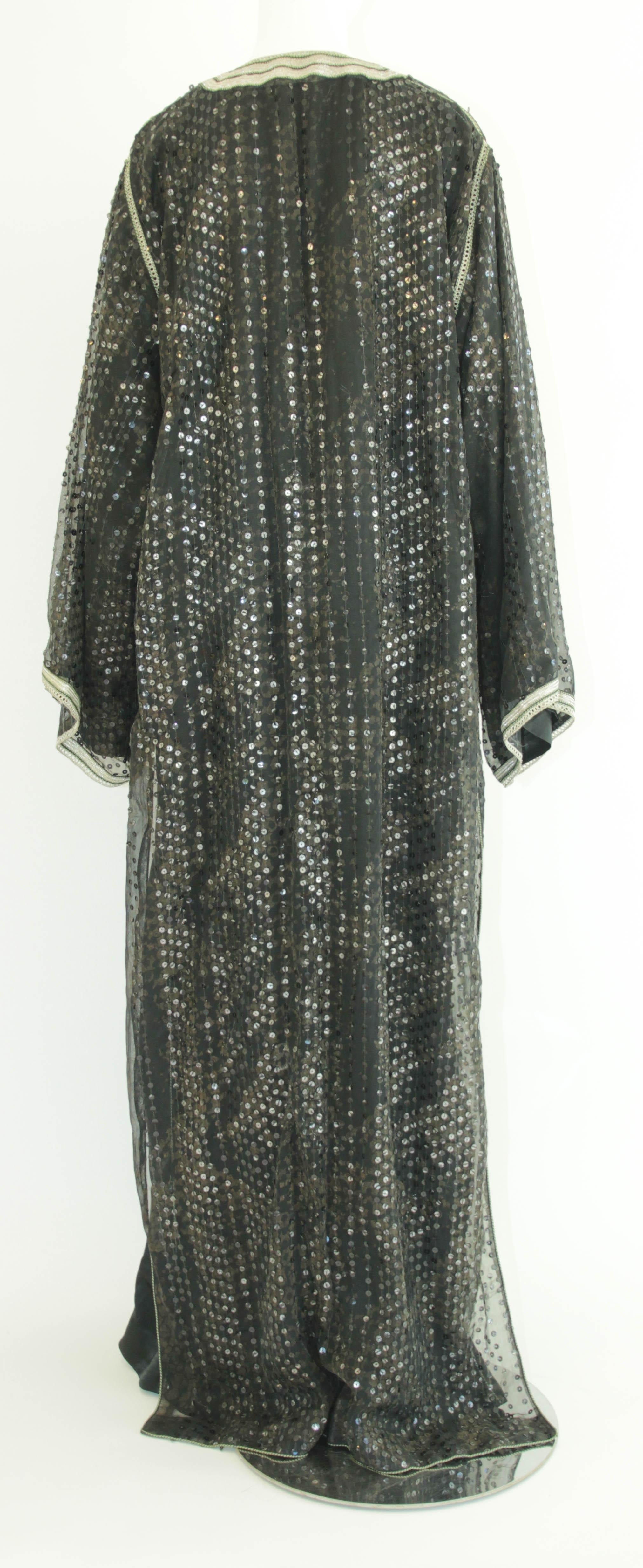 Moroccan Black Sequin Fabric Caftan Set 1