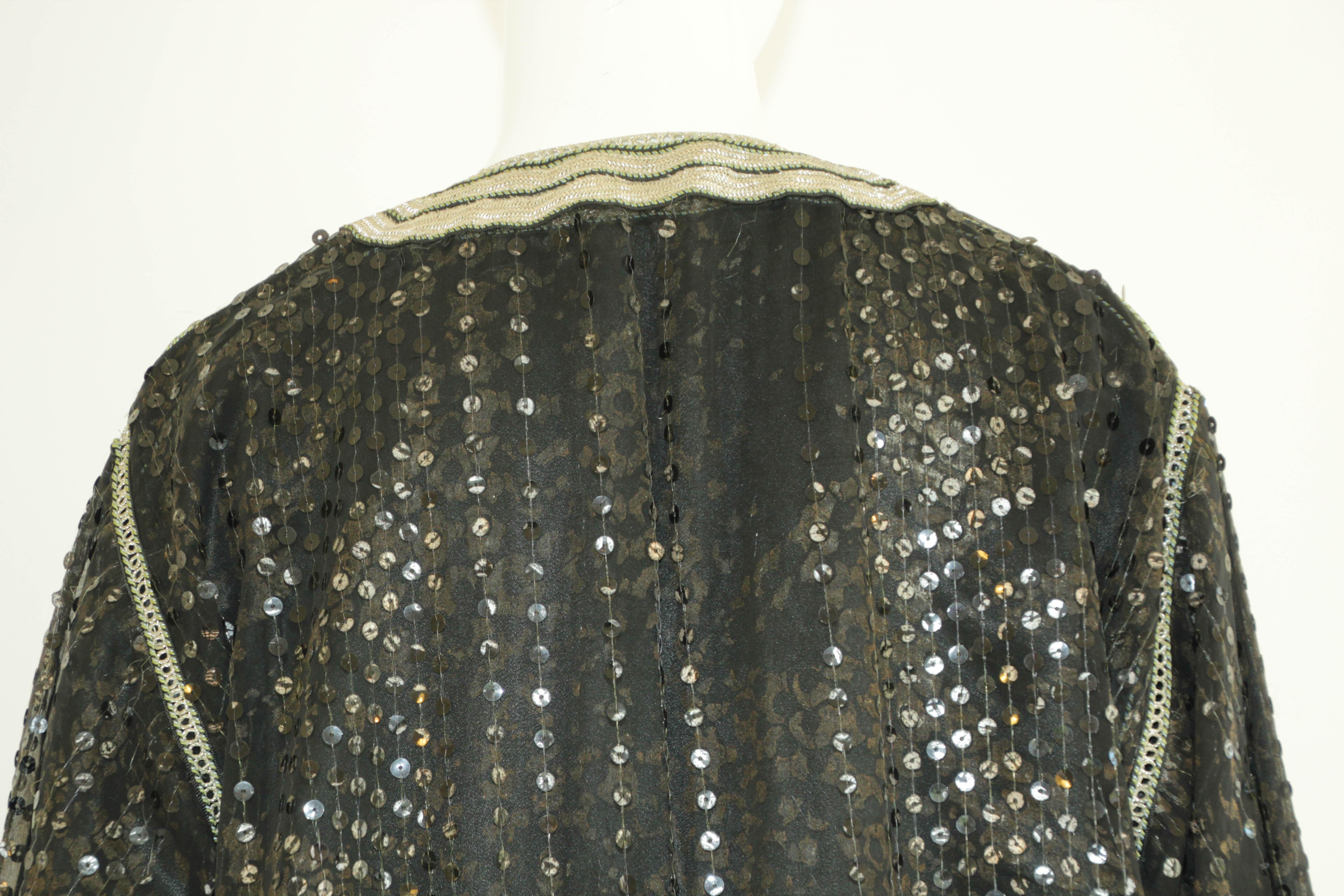 Moroccan Black Sequin Fabric Caftan Set 2