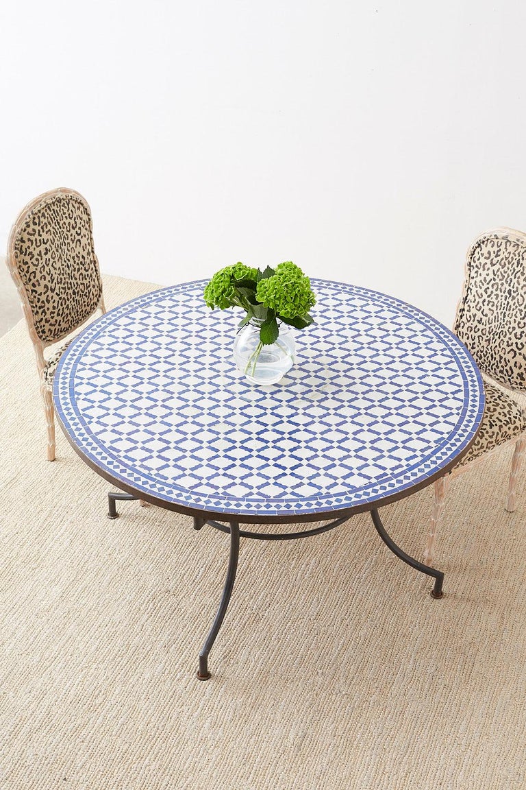 mosaic tile patio table on Moroccan Blue And White Mosaic Tile Garden Table At 1stdibs