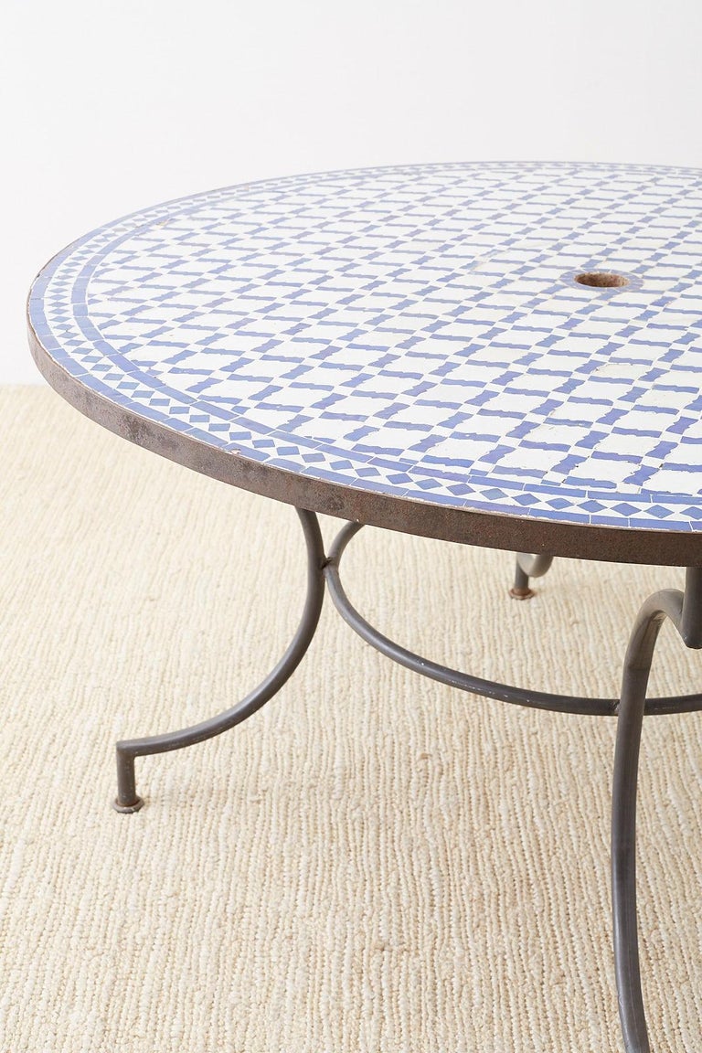 mosaic tile patio table on Moroccan Blue And White Mosaic Tile Garden Table At 1stdibs