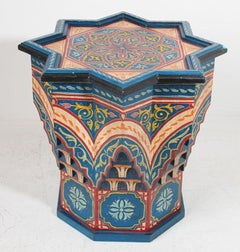 Moroccan Blue Hand Painted Moorish Side Table