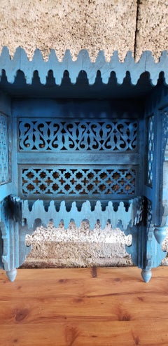 Moroccan Blue Wooden Wall Shelf