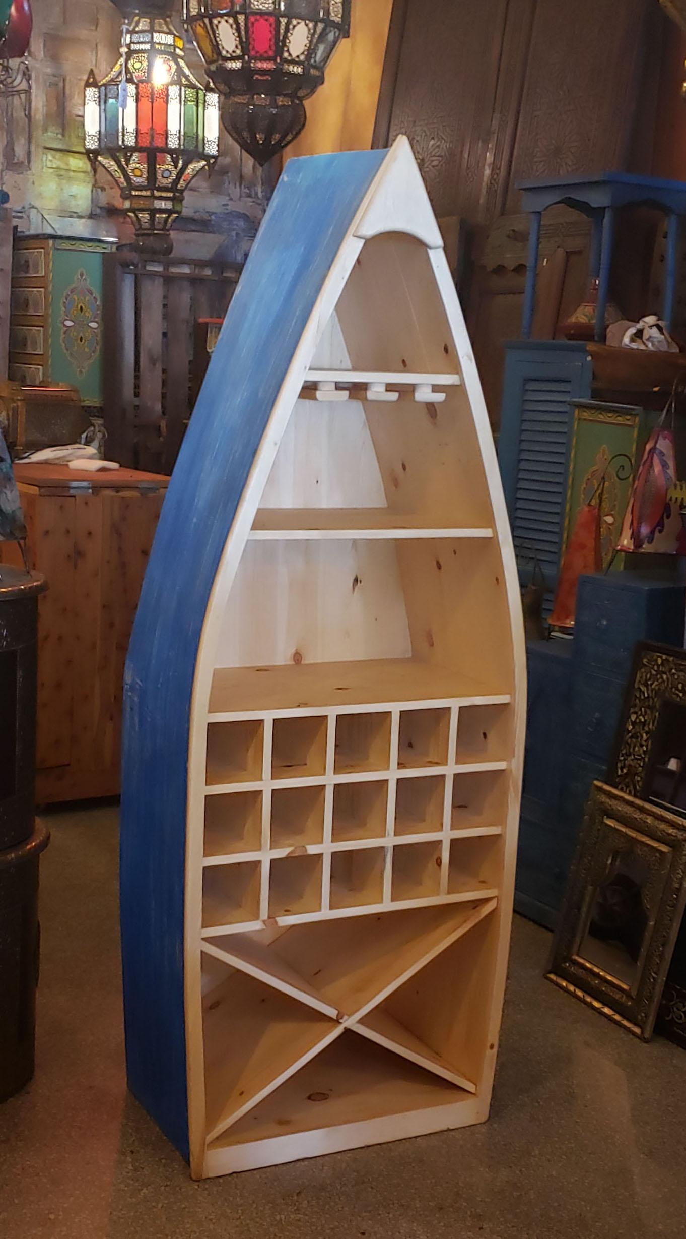 Moroccan Boat Shaped Wooden Bar, Handmade For Sale 2