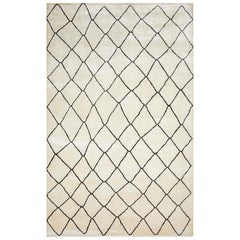 Moroccan, Bohemian Moroccan Hand Knotted Area Rug, Ivory