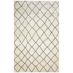 Moroccan, Bohemian Moroccan Hand Knotted Area Rug, Ivory