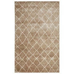 Moroccan, Bohemian Moroccan Hand Knotted Area Rug, Mocha
