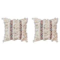 Vintage Moroccan Boho Chic off - White Handmade Wedding Pillow, a Pair