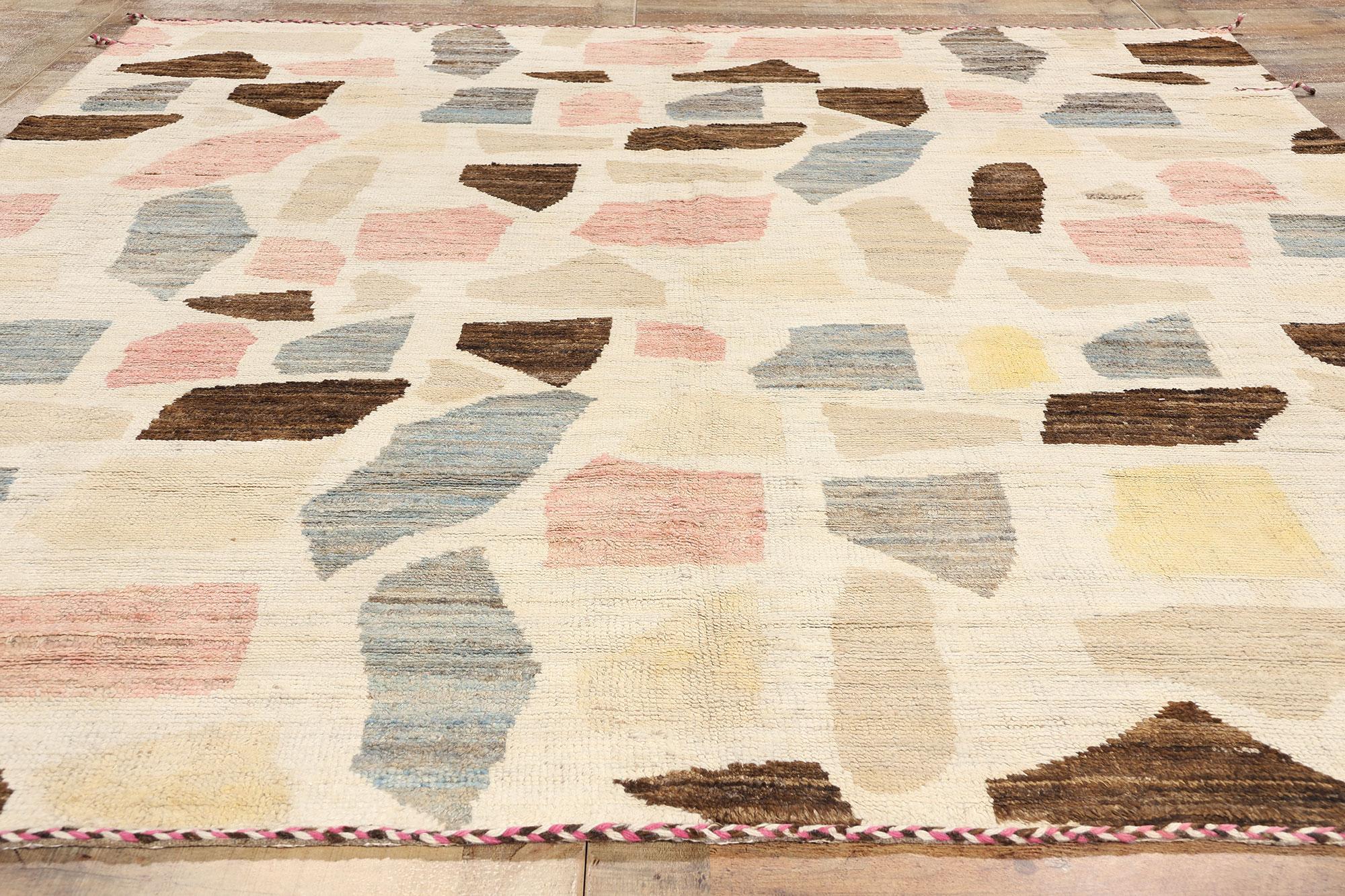 Marokkanischer Boho-Mid Mod-Teppich, Bohemian Meets Midcentury Modern (Wolle) im Angebot