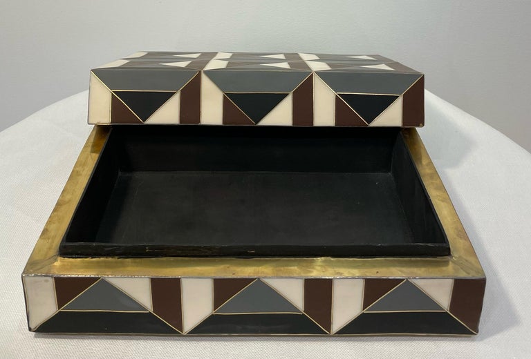 Moroccan Bone and Brass Inlayed Box For Sale at 1stDibs