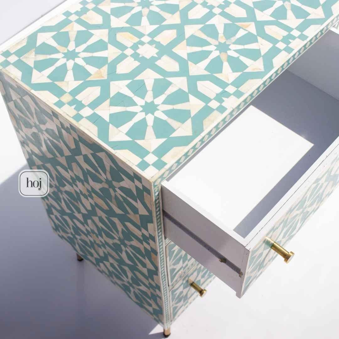 Moroccan Bone Inlay 9 Drawer Dresser, Chest of Drawers by House of Jaipur in vendita 7