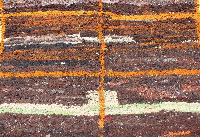Moroccan Boucherouite Large Rag Rug with Abstract Design in Charcoal ...