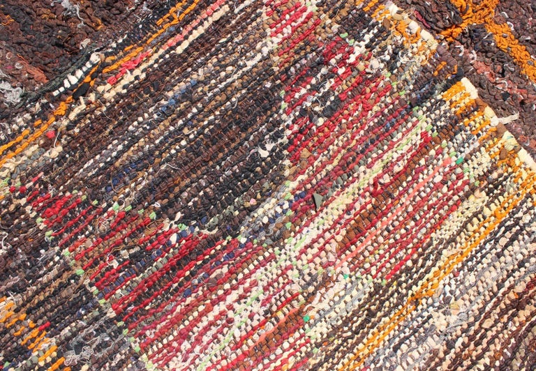 Moroccan Boucherouite Large Rag Rug with Abstract Design in Charcoal ...
