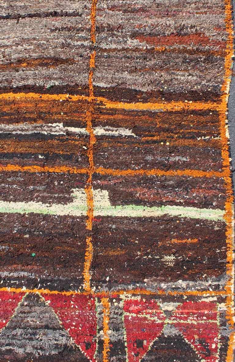 Moroccan Boucherouite Large Rag Rug with Abstract Design in Charcoal ...