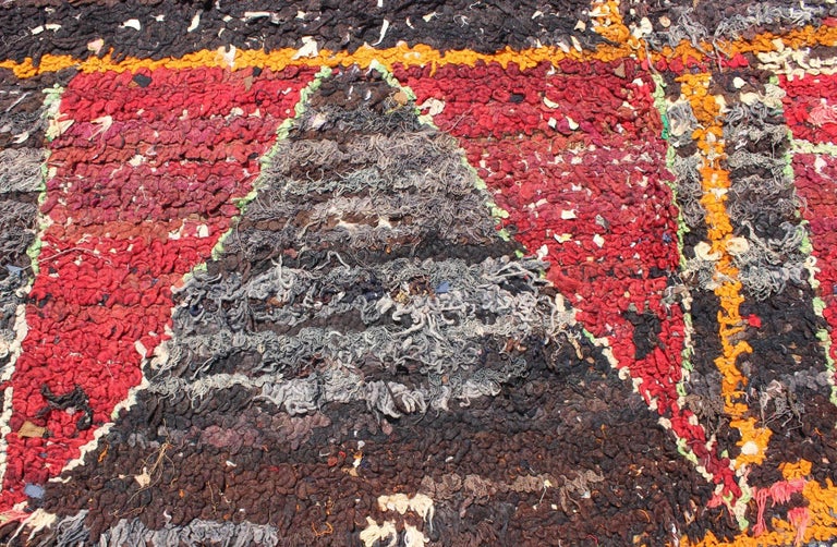 Moroccan Boucherouite Large Rag Rug with Abstract Design in Charcoal ...