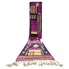 Tapis Boujaad marocain abstrait violet et noir