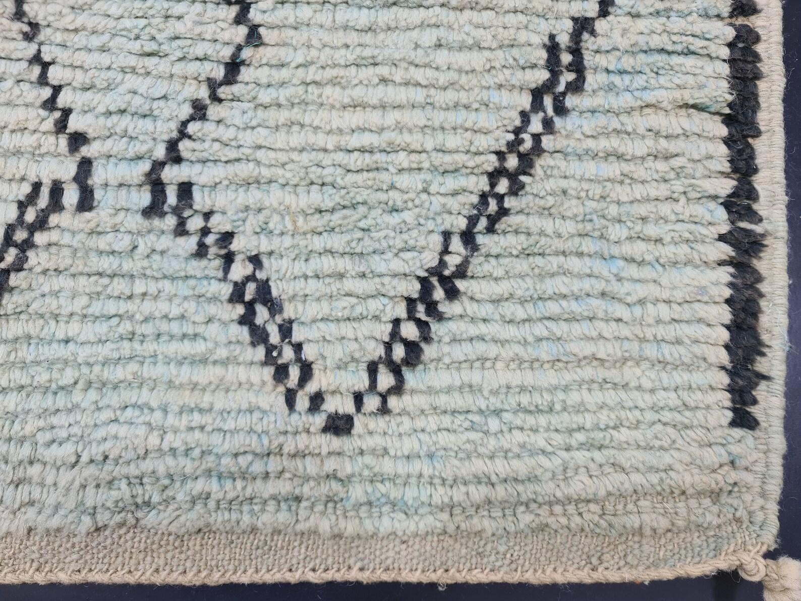 Moroccan Boujaad Rug in Faded Blue with Abstract Patterns For Sale 4