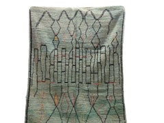 Moroccan Boujaad Rug in Faded Blue with Abstract Patterns