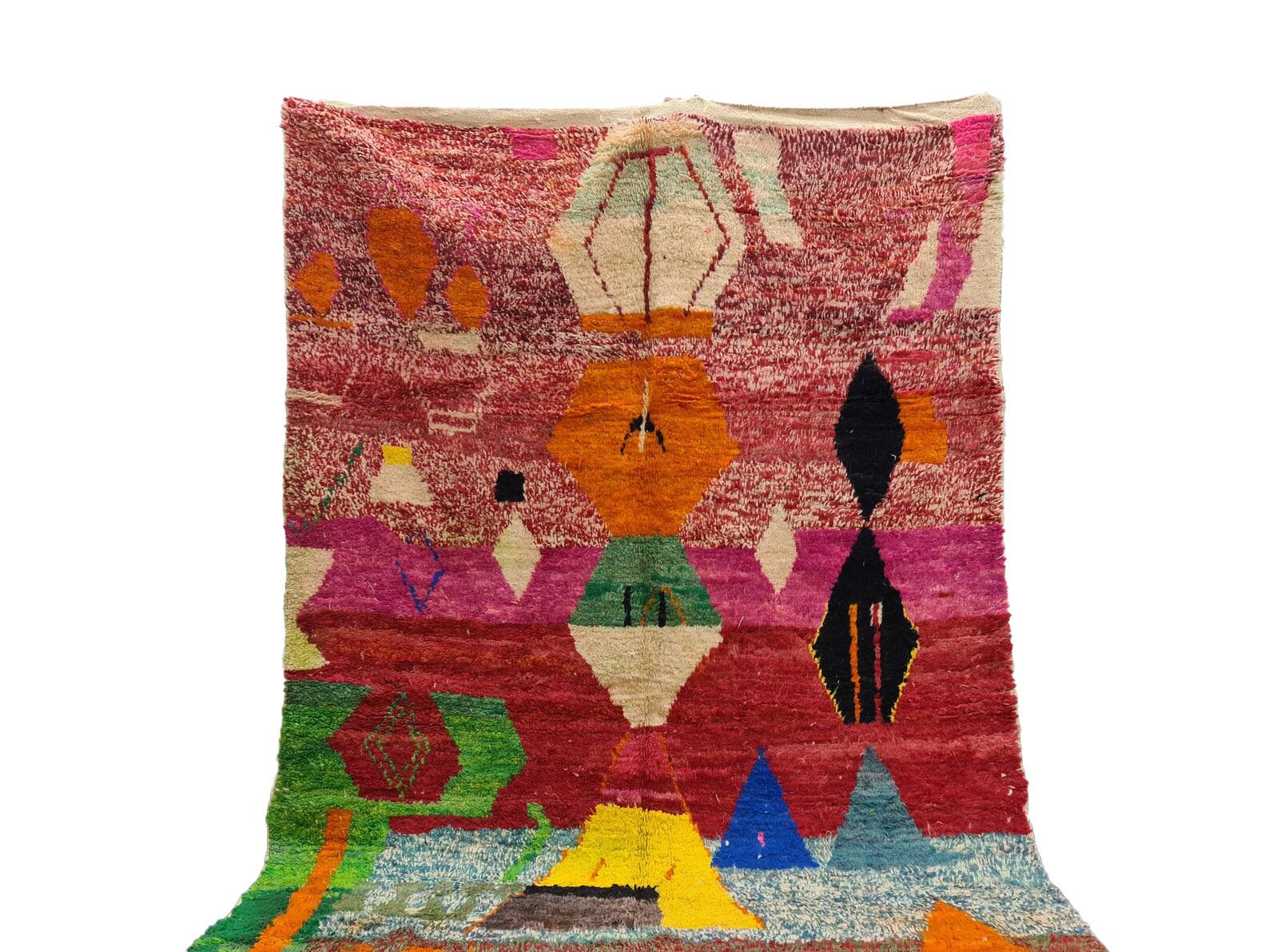 Moroccan Boujaad Rug in Multi-colored Geometric Designs For Sale 3