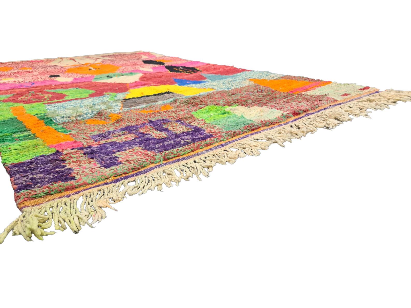 Contemporary Moroccan Boujaad Rug in Multi-colored Geometric Designs For Sale