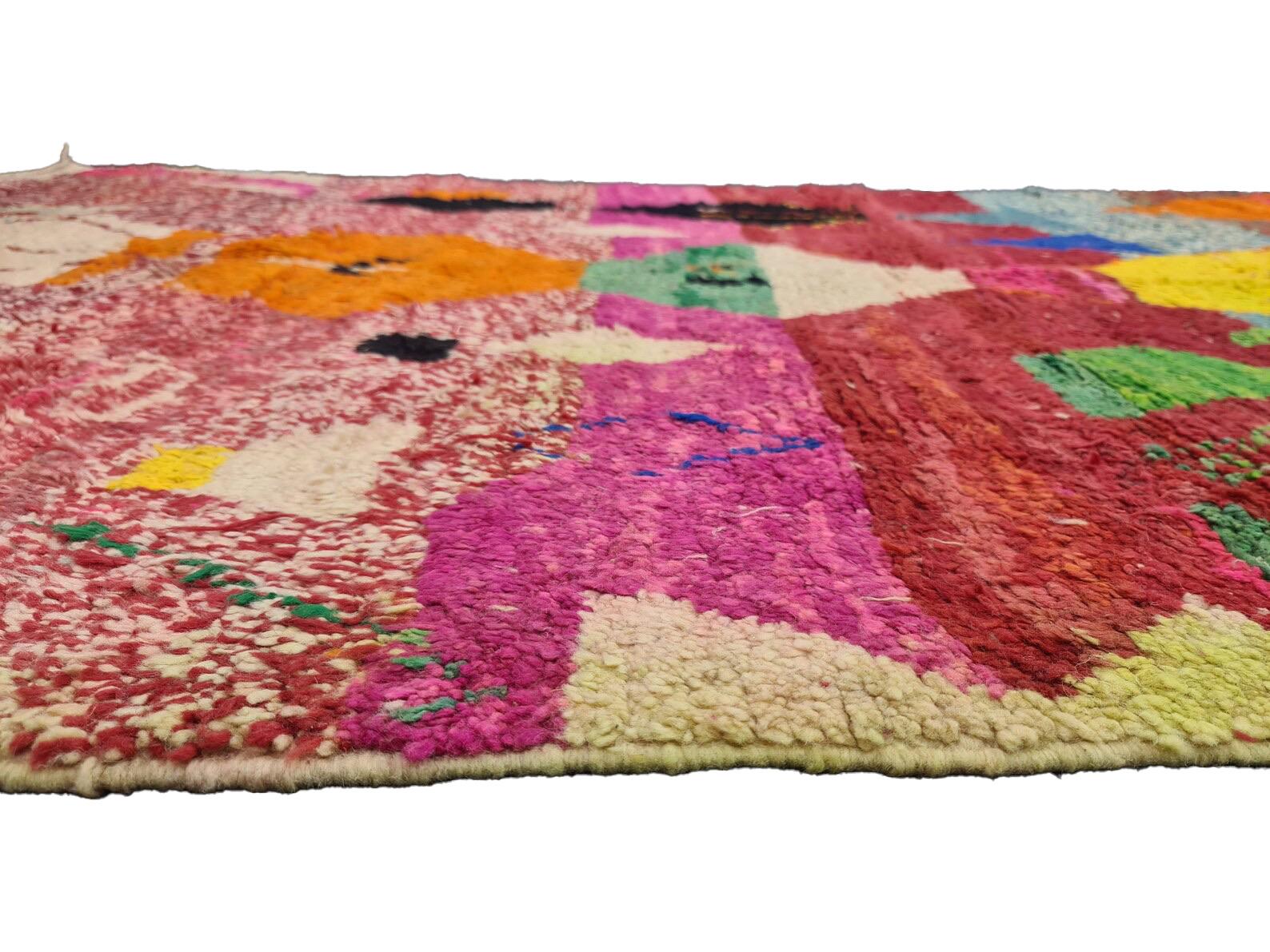 Wool Moroccan Boujaad Rug in Multi-colored Geometric Designs For Sale
