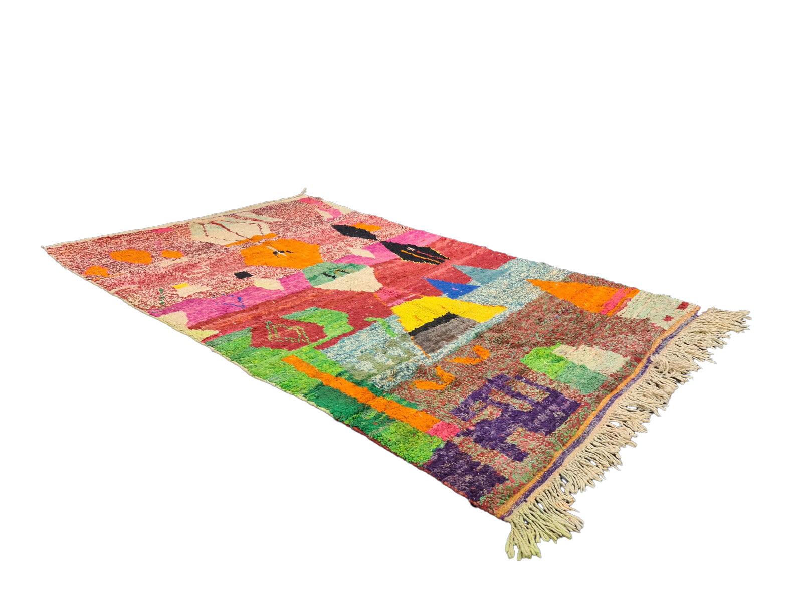 Moroccan Boujaad Rug in Multi-colored Geometric Designs For Sale 2