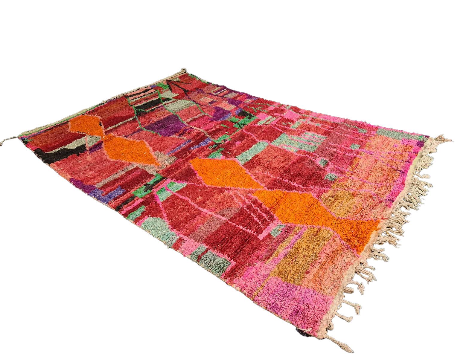Moroccan Boujaad Rug in Multicolored Geometric Shapes For Sale 4