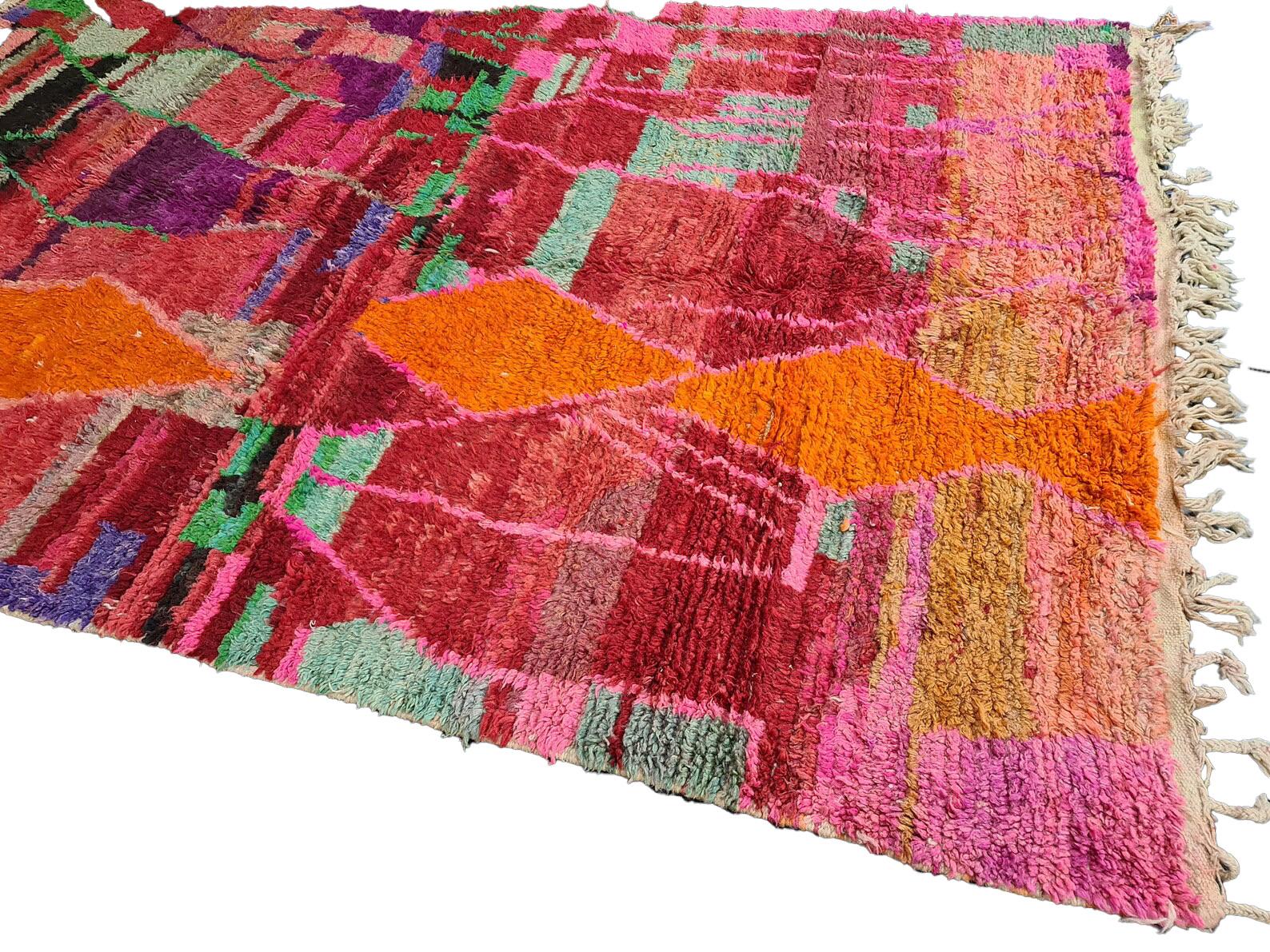 Moroccan Boujaad Rug in Multicolored Geometric Shapes For Sale 5