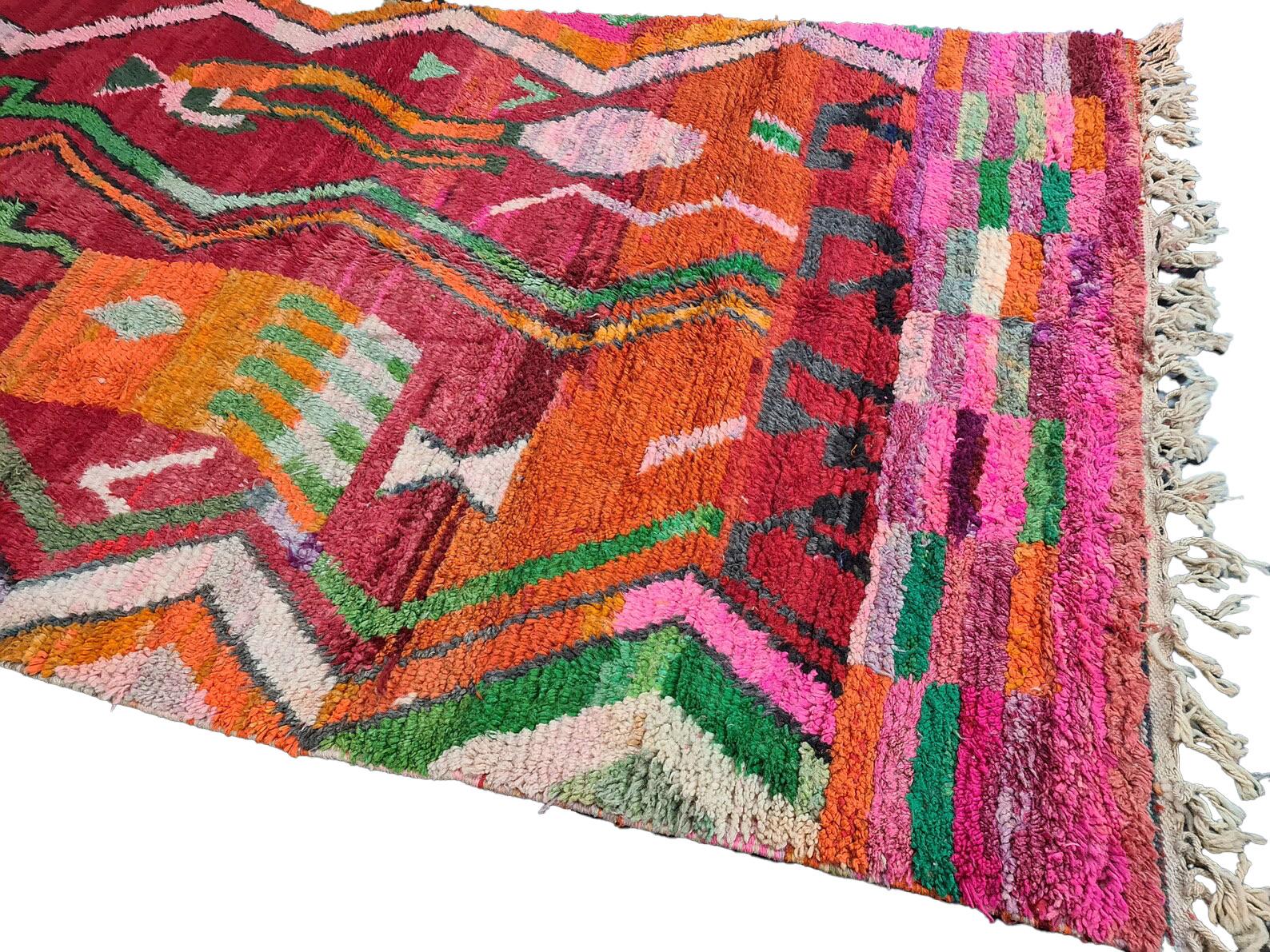 Moroccan Boujaad Rug in Multicolored Geometric Shapes For Sale 6