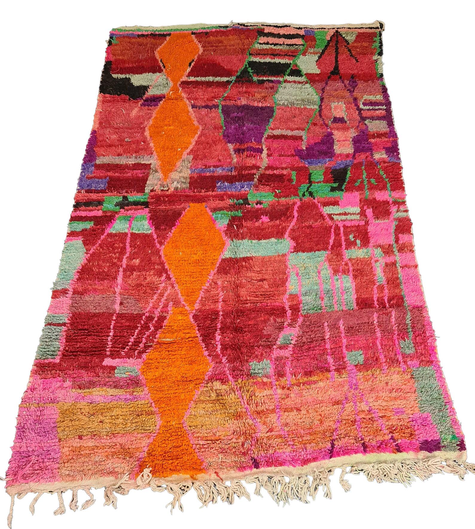 Moroccan Boujaad Rug in Multicolored Geometric Shapes For Sale 7