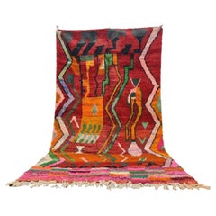 Alfombra Boujaad marroquí de formas geométricas multicolores