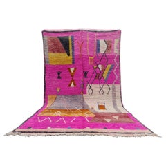 Moroccan Boujaad Rug in Pink with Geometric Designs