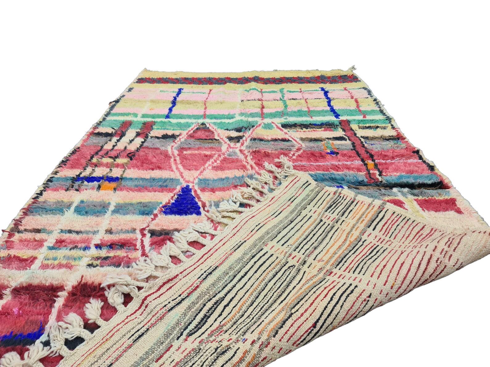 Modern Moroccan Boujaad Striped Rug For Sale