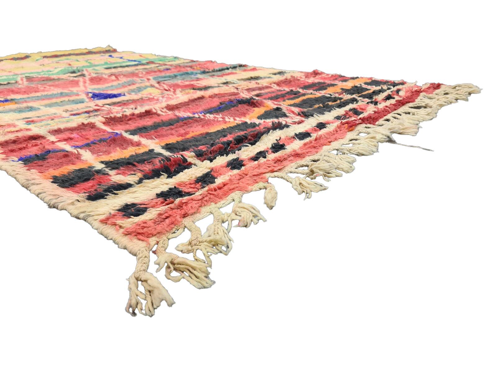 Contemporary Moroccan Boujaad Striped Rug For Sale