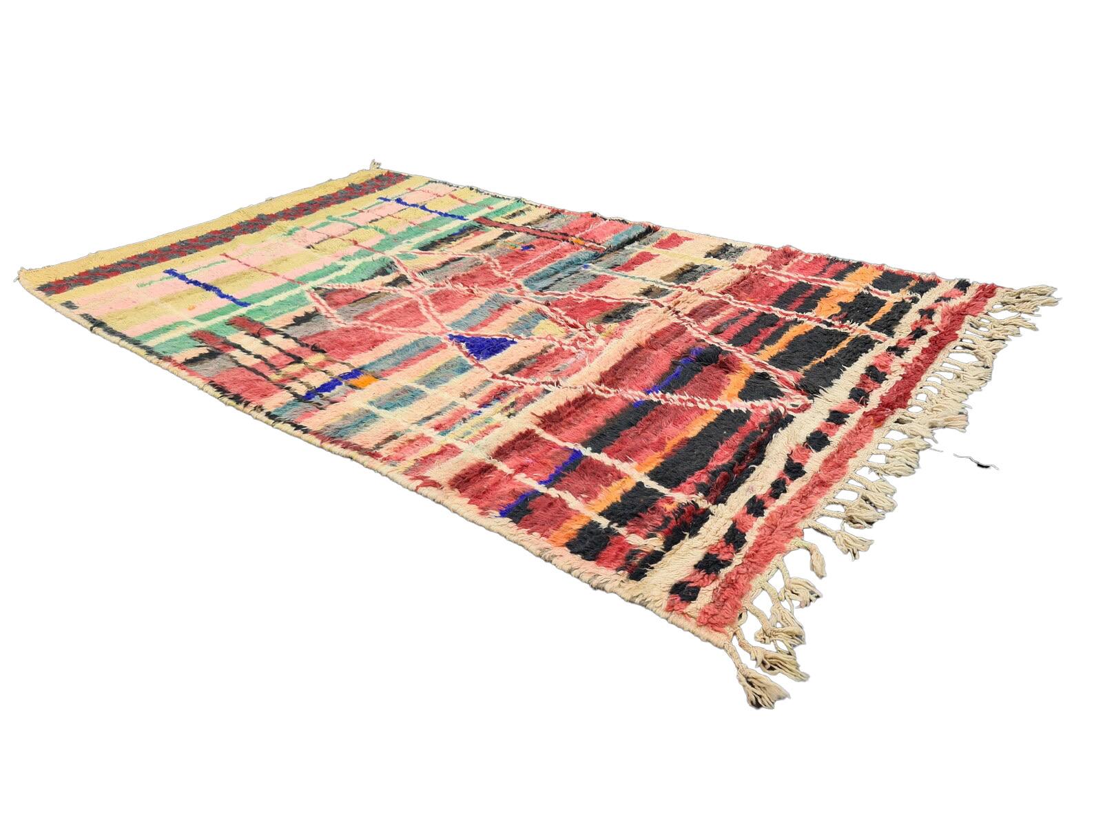 Wool Moroccan Boujaad Striped Rug For Sale