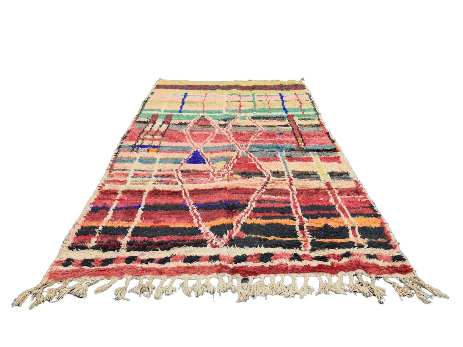 Moroccan Boujaad Striped Rug For Sale 1