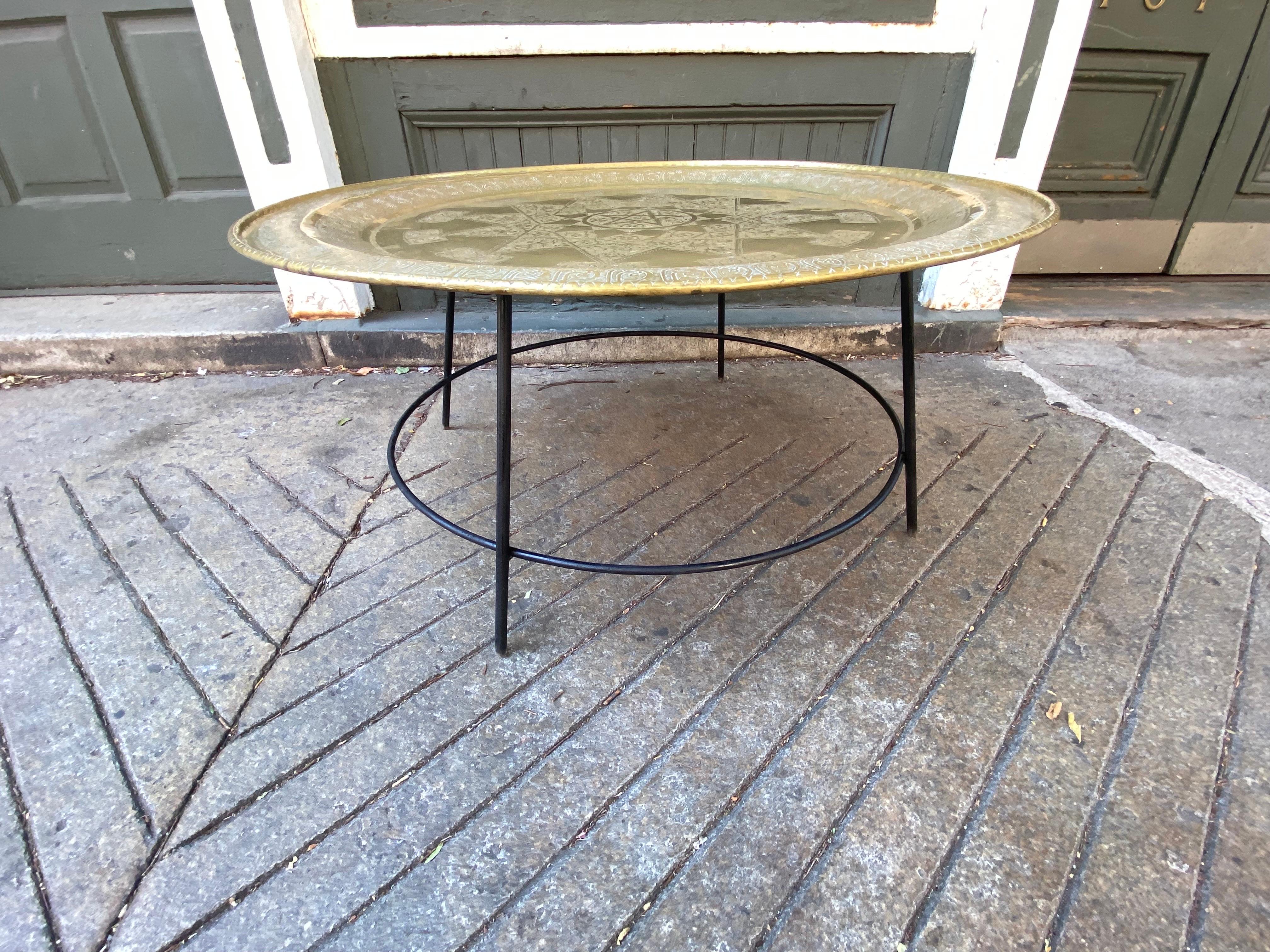 Moroccan Brass and Iron Coffee Table 1