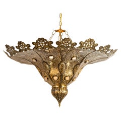 Handcrafted Moroccan Brass Chandelier, Moorish Style, 33\" Diameter