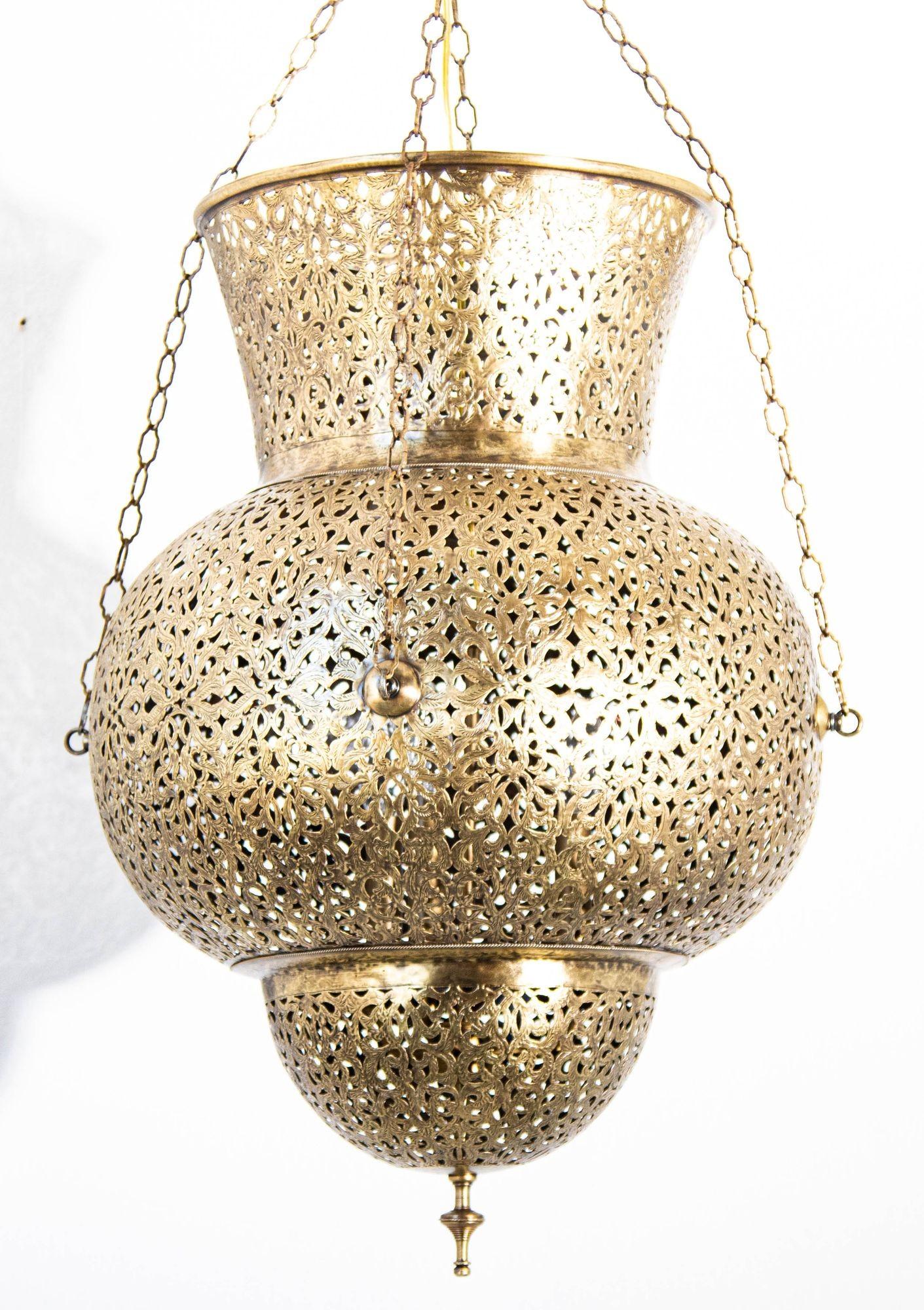 Moroccan Brass Chandelier Pendant Light Fixture Granada Moorish Style 7