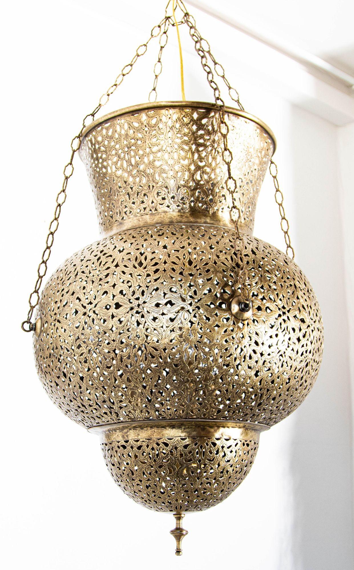 Moroccan Brass Chandelier Pendant Light Fixture Granada Moorish Style 9