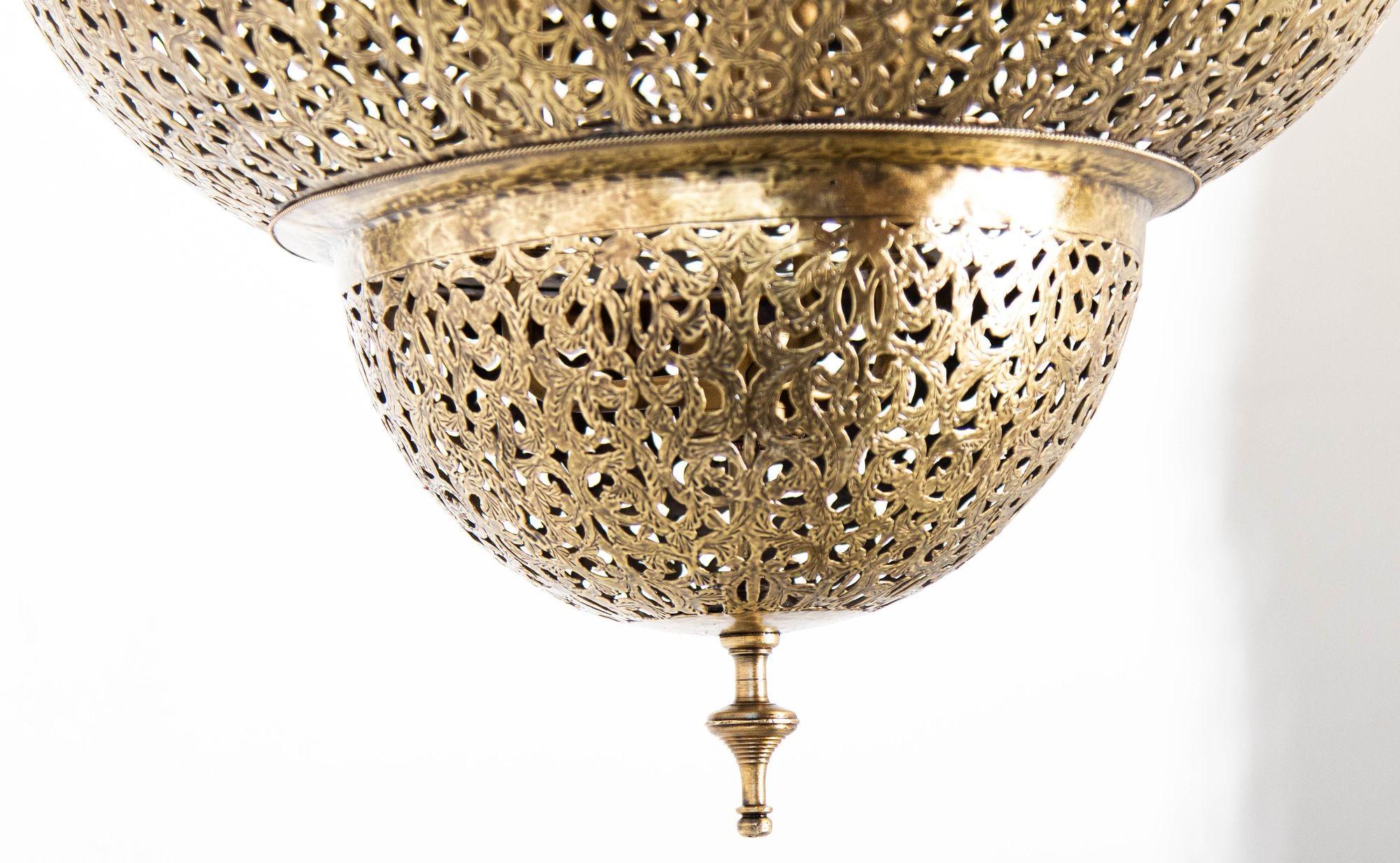 Moroccan Brass Chandelier Pendant Light Fixture Granada Moorish Style 1